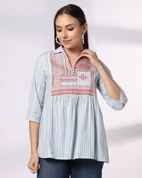 siyahi Women Striped Relaxed Fit Tunic with Embroidered Yoke-picture-47