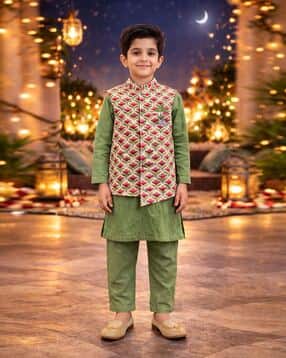 pspeaches Boys Floral Print Kurta Pyjama Set-picture-44