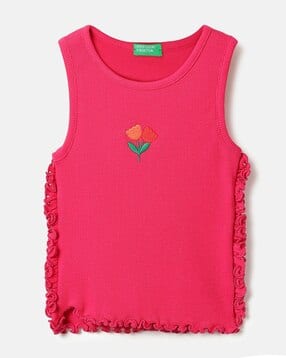 united colors of benetton Girls Embroidered Round-Neck Top-picture-22