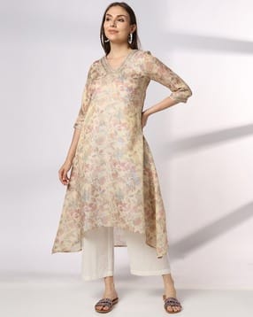 avaasa mix n' match Women Leaf Print Flared Kurta-picture-16