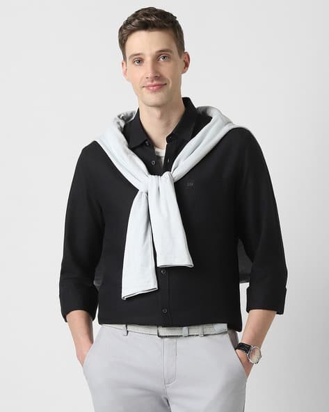 PETER ENGLAND CASUALS Men Slim Fit Cotton Shirt with Patch Pocket