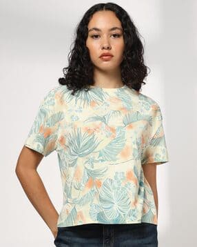 dnmx Women Tropical Print Regular Fit Crew-Neck T-Shirt-picture-12