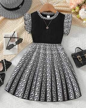 styleconnect Girls Printed Round-Neck A-Line Dress-picture-25