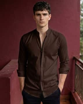 buda jeans co Men Regular Fit Mandarin-Collar Shirt-picture-35