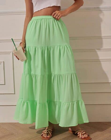 Women Tiered Skirts with Elasticated Waistband