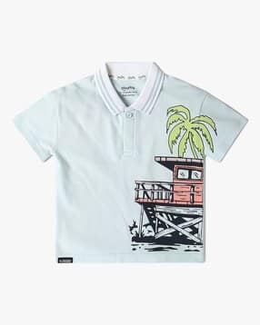 playday Boys Graphic Print Relaxed Fit Polo T-Shirt-picture-10