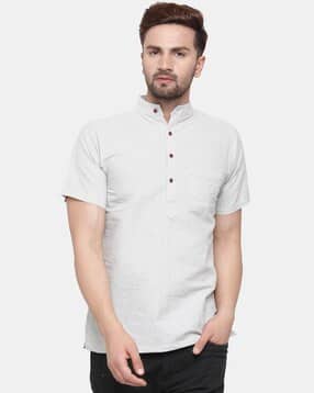 enchanted drapes Men Regular Fit Mandarin-Collar Short Kurta-picture-11