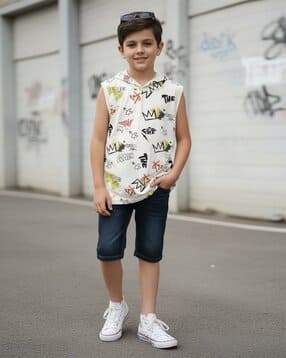 v-mart Boys Graphic Print Regular Fit Hooded T-Shirt-picture-52