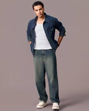 Relaxed Fit Washed Jeans-image-44