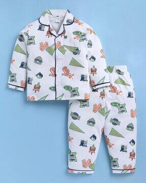 Boys Printed Lounge Pants & Shirt Set-image-42