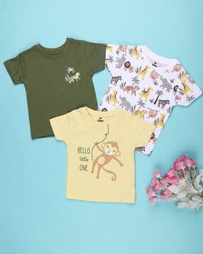v-mart Boys Pack of 3 Graphic Print Regular Fit T-Shirt-picture-35