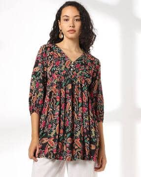 fusion Women Paisley Print A-Line Kurti-picture-11