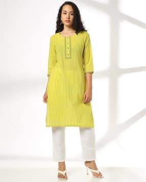 avaasa mix n' match Women Striped Round-Neck Straight Kurta-picture-20