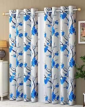 Set of 2 Floral Print Door Curtains with Eyelets Header-image-3