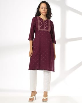 avaasa mix n' match Women Embroidered Straight Kurta-picture-25