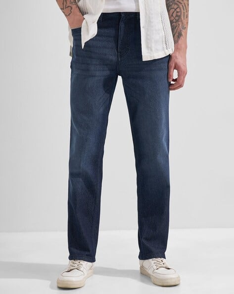 Highlander Men Mid-Rise Straight Fit Jeans with Fly-Button Closure