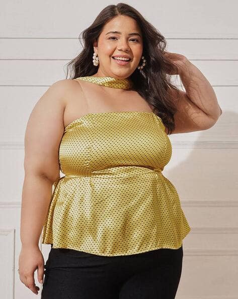 CURVY STREET Women Slim Fit Micro Print Top
