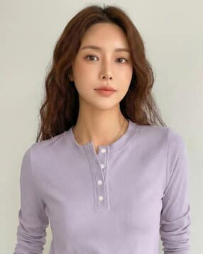 fyre rose Women Ribbed Henley-Neck T-Shirt-picture-25
