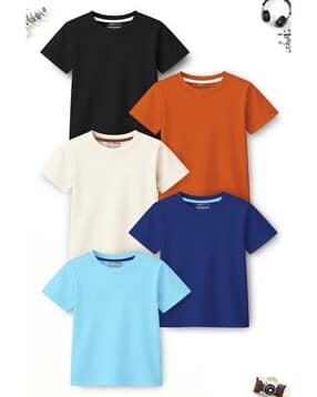 Boys Pack of 5 Round-Neck T-Shirt-image-31