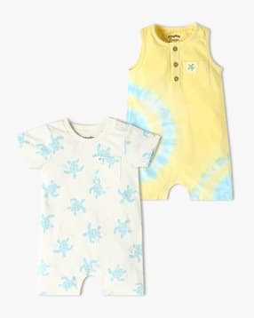 Boys Pack of 2 Printed Rompers-image-25