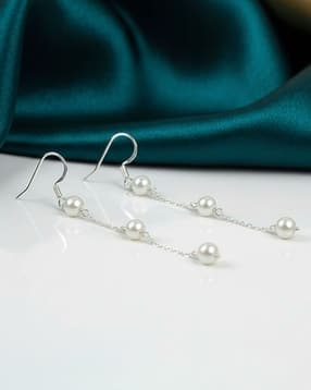 inari shines Women Sterling Silver Pearl Drop Earrings-picture-31