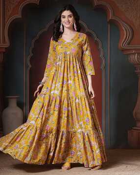 glam roots Women Floral Print No Darts Angrakha Kurta-picture-38