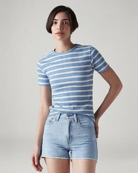 levi's Women Striped Slim Fit Crew-Neck T-Shirt-picture-39