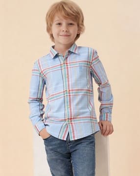 u.s. polo assn. Boys Checked Regular Fit Spread-Collar Shirt-picture-20