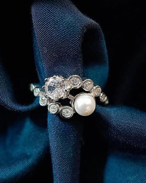 Inari Shines Women Sterling Silver  Pearl _and_ Zircon Twist Ring