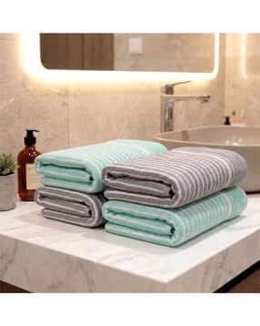 athom living Striped Pack of 4 Hand Towels-picture-40