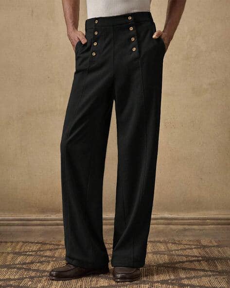 POSHAX Men Relaxed Fit Mid-Rise Trousers