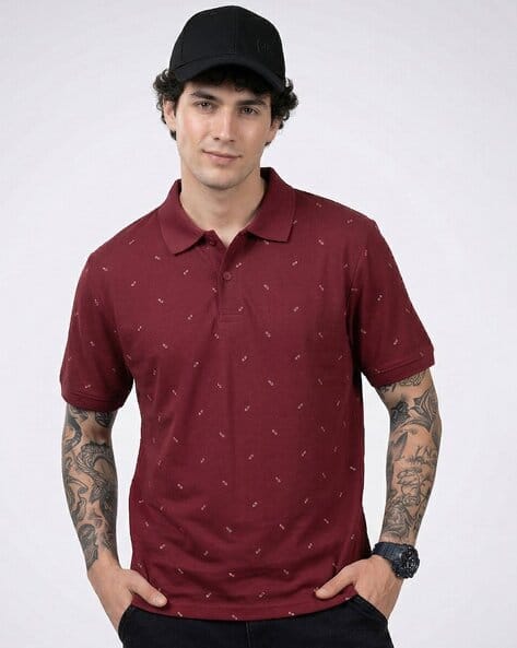 Buda Jeans Co Men Printed Regular Fit Polo T-Shirt