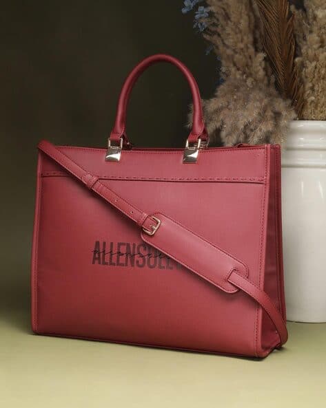 ALLEN SOLLY Women Typographic Print Handbag with Adjustable & Detachable Strap