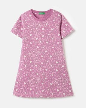 united colors of benetton Girla Heart Print A-Line Dress-picture-45