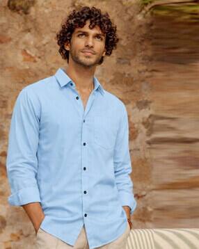 Men Regular Fit Shirt with Patch Pocket-image-43