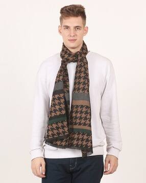 cazzano Men Printed Scarf with Fringed Hem-picture-11