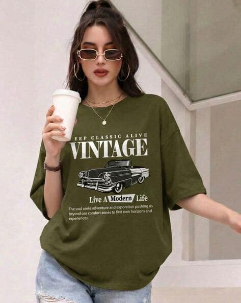 AUSK Women Graphic Print Loose Fit T-Shirt