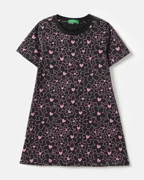 united colors of benetton Girls Heart Print A-Line Dress-picture-53