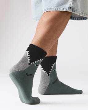 the souled store Souled Socks Shark|The Souled Store  - Men Ribbed Ankle-Length Socks-picture-35