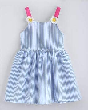 Girls Striped Fit & Flare Dress-image-9
