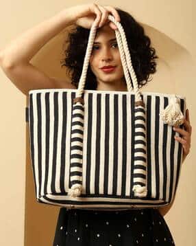 ensac Women Striped Canvas Tote Bag-picture-27