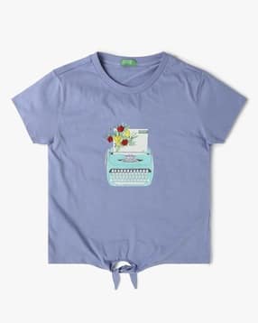united colors of benetton Girls Graphic Print Regular Fit Round-Neck T-Shirt-picture-10