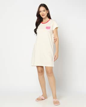 yousta Women Typographic Print Cotton Night Shirt-picture-27