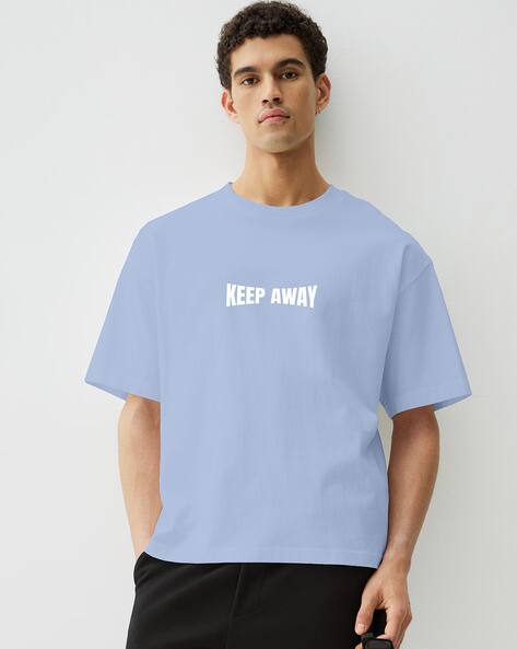 TOGS & TERRE Men Typographic Print Oversized Fit Round-Neck T-Shirt