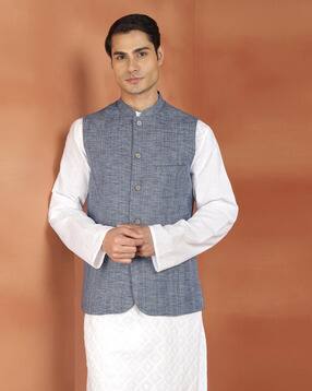 Men Relaxed Fit Nehru Jacket-image-46