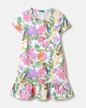 united colors of benetton Girls Floral Print A-Line Dress-picture-29