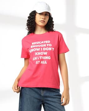 dnmx Women Educated Oversized Crew-Neck T-Shirt-picture-49