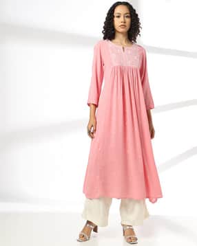avaasa mix n' match Women Embroidered Flared Kurta-picture-2