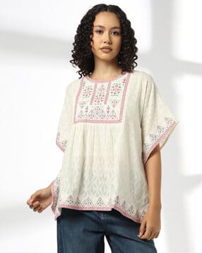 siyahi Women Embroidered Regular Fit Kaftan Top-picture-42