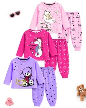 kuchipoo Girls Pack of 3 Printed Pants & Tops Set-picture-20